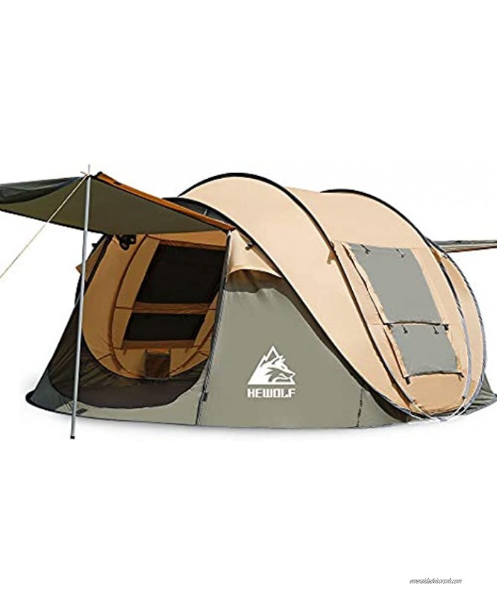 Hewolf 2 4 Person Pop Up Camping Tent,Instant Easy Setup,Waterproof,Automatic Family Tent for Camping,Hiking & Traveling