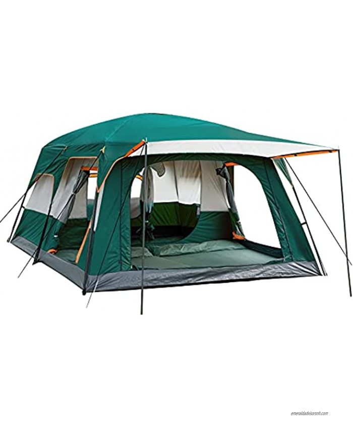 KTT Large Tent 8~10 Person,Family Cabin Tents,2 Rooms,Straight Wall,3 Doors and 3 Windows with Mesh,Waterproof,Double Layer,Big Tent for Outdoor,Picnic,Camping,Family,Friends Gathering.