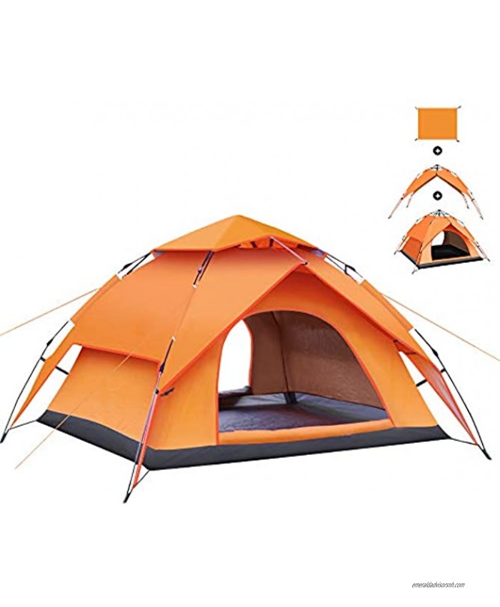 Large Instant Family Tent for Camping,3-4 Person Pop Up Camping Tents,Waterproof and UV Profective 2 Doors Camping Tents Family Including Moisture-Proof Pad