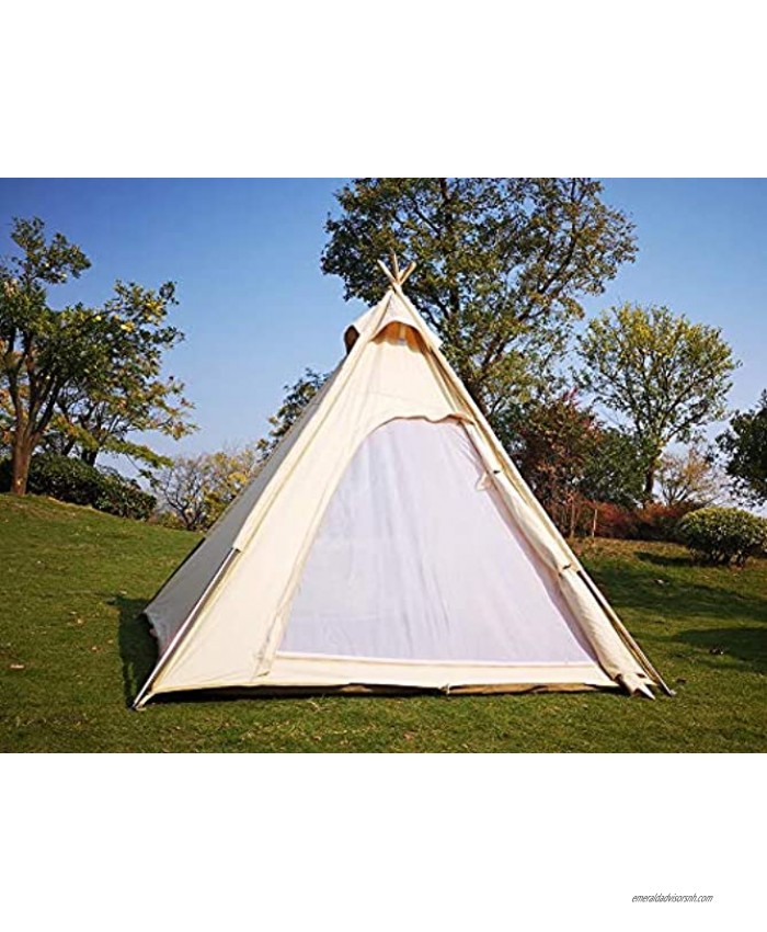 Latourreg Outdoor Camping 6.5FX6.5FT2MX2M Canvas Camping Pyramid Tent Large Adult Indian Tipi Tent Pagoda Teepee Tent