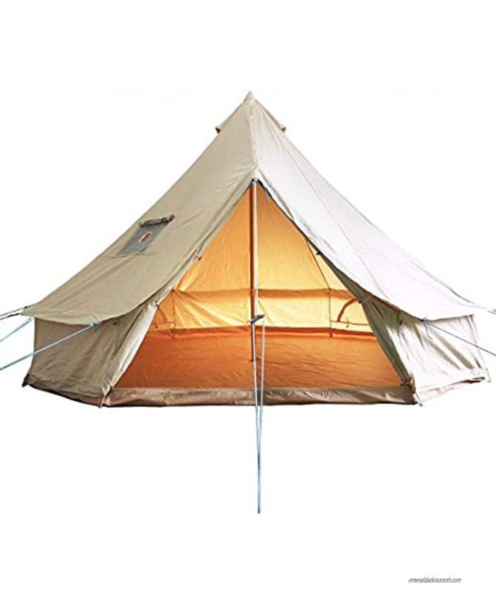 Luxury Outdoor Bell Tent 4 Season Large Cotton Canvas Glamping Tent with Roof Stove Jack for Camping Hiking Party
