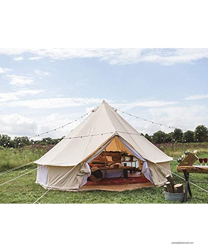 Outdoor Glamping Safari Tent Luxury Cotton Canvas 3M 4M 5M 6M Yurt Bell Tent for Family Camping