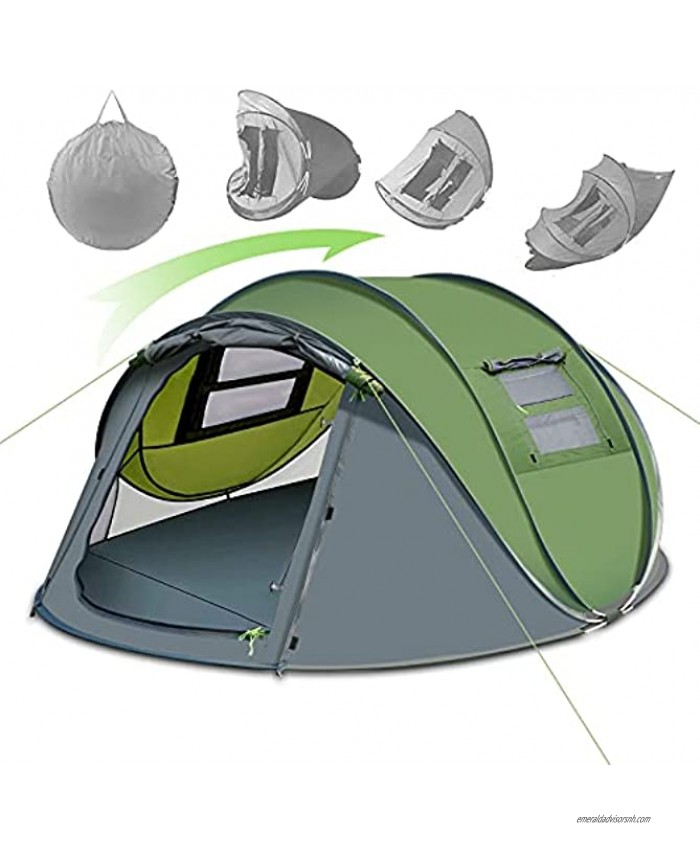 Weanas Easy Pop Up Tents Instant Automatic 4 Person Family Camping Tents Easy Quick Setup Dome Popup Tents for Camping Hiking and Traveling with Carrying Bag
