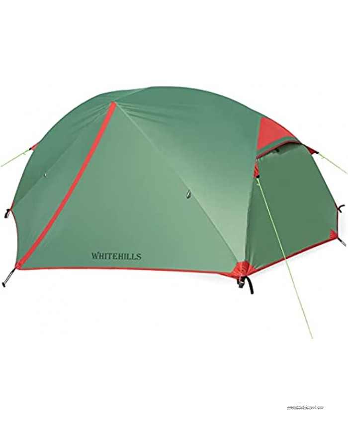 WhiteHills 1 2 Person Backpacking Tent Lightweight Camping Tent with Removable Rainfly Easy Setup 3 Season Durable Outdoor Tent,Waterproof Windproof Hiking Shelter,Double Layer,Green Yellow