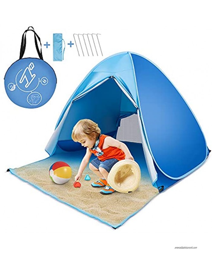 Baby Beach Tent MANP Pop Up Beach Tent UPF 50+ Protection Pop Up Beach Shade Sun Shelter Portable Kids Beach Tent Waterproof with Carrying Bag for 2-3 Person for Adults Baby Kids Outdoor