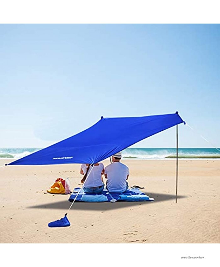Beach Tent Sun Shelter 7x7.5 FT 2 Pole Pop Up Beach Canopy Beach Umbrella UPF50+ with Storage Bag,Ground Pegs Stability Poles pop up Tent for Camping Trips Fishing Backyard Fun picnicsBlue