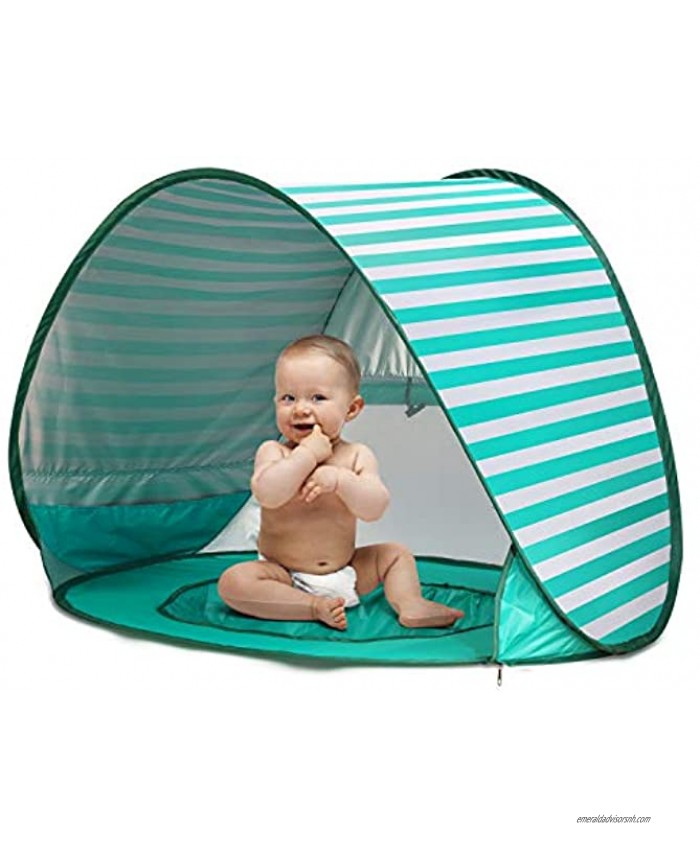 CeeKii Baby Beach Tent Pop Up Tent Portable Shade Tent UV Protection Sun Shelter with Mini Pool Carry Bag and Detachable Shade for Toddler Infant & Kids 50+ UPF Green