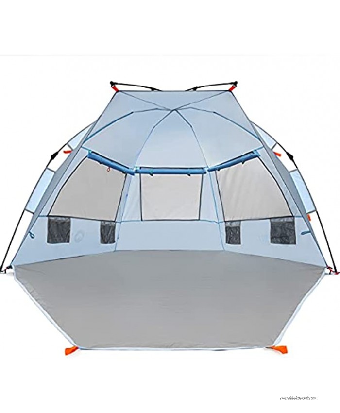 Easthills Outdoors Instant Shader Extended L Easy Up Beach Tent Sun Shelter for 2-4 Person Extended Zippered Floor