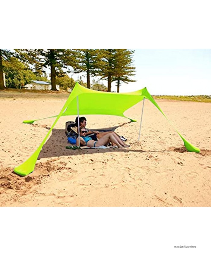 L-SPOUTTO Beach Sunshade Tent Pop Up Portable Canopy Sun Shelter with sandbag Anchors UV Protection Sunshade for Family at The Beach Camping & Outdoor Backyard