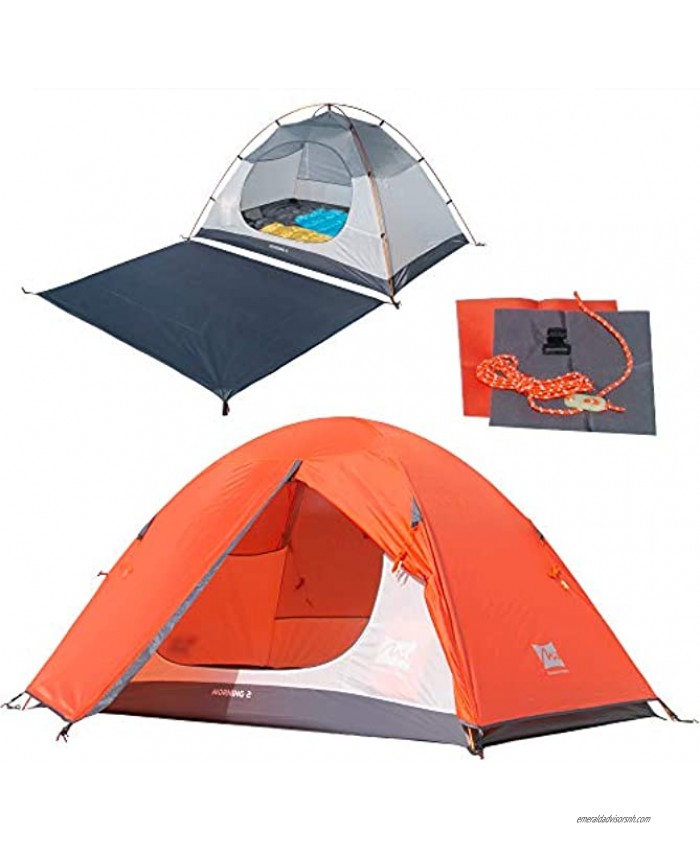 MIS MOUNTAIN INN SPORTS 1 Person Plus 2 Person Camping Tent,Portable Backpacking Tent with Footprint,Double Layer Waterproof Outdoor Tent,Lightweight Dome Tent for Camping Hiking Mountaineering Bicycle Camping Motorcycle Camping