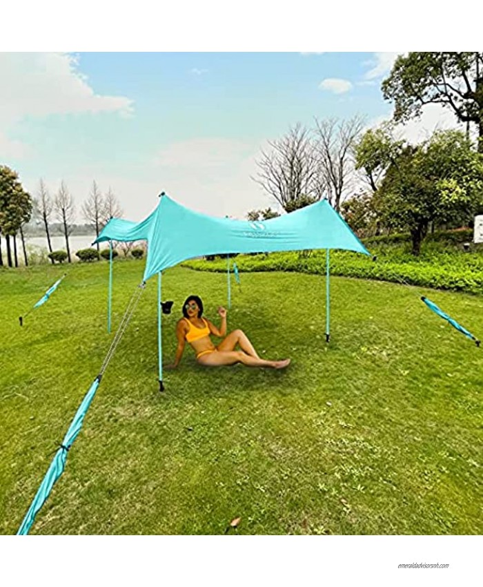 Red Suricata Premium Multi Terrain Shade Canopy Sunshade for Beach Camping Picnic Sports UPF50 UV Protection Tent Shelter with 4 Poles 4 Pole Anchors 4 Tent Screws Large Turquoise