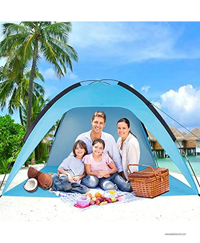 Sumerice Family Beach Tent and Sun Shade UV Cabana Shelter | Camping Hiking Fishing | Lightweight Portable Breathable and Windproof | Collapsible Blue