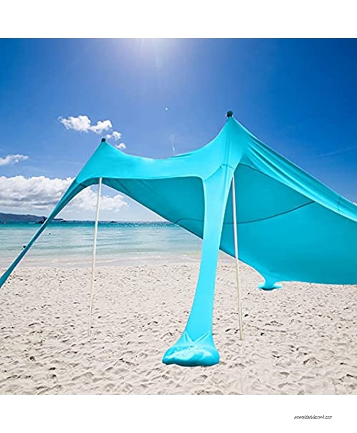UMARDOO Beach Tent Pop Up Beach Sunshade Sun Shelter with Carrying Bag Turquoise 10X9 FT2 Poles