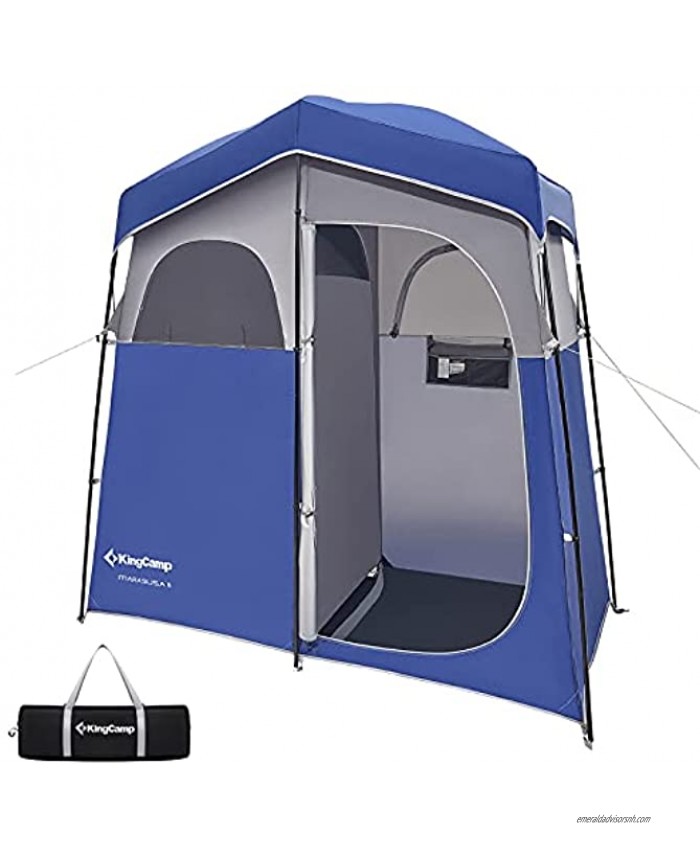 Kingcamp Oversize Extra Wide Camping Privacy Shelter Tent Portable Outdoor Shower Tent Dressing Changing Room with Carry Bag Camp Toilet Easy Set Up 1 Room 2 Rooms
