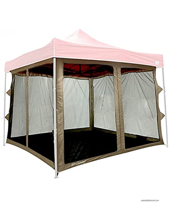 EasyGoProducts Screen Room attaches to Any 10'x10' Pop Up Screen Tent Room – 4 Walls Mesh Ceiling PVC Floor Two Doors Four Windows – Standing Tent – Tent Room Tent Frame and Canopy NOT Included