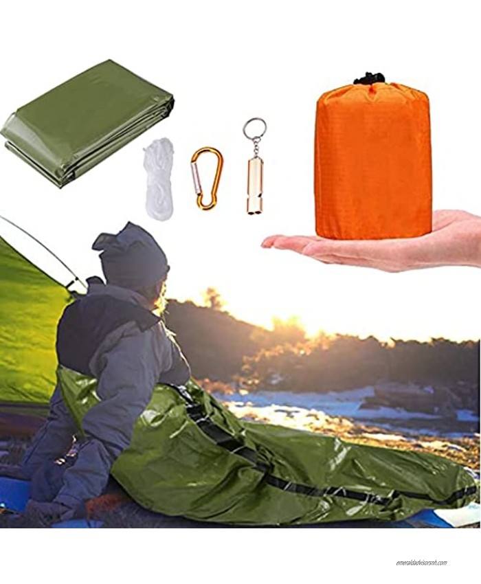XhuangTech Emergency Sleeping Bag with Survival Whistle Waterproof Lightweight Survival Gear Blanket Bags for Hiking Camping Outdoor Activities Keep Warm