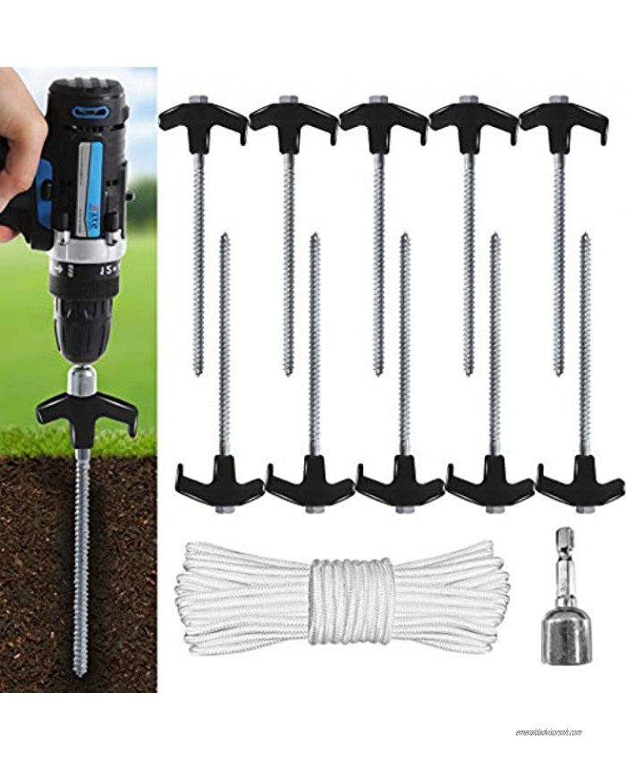 ABCCANOPY Ground Anchor Screw Kit Drillable Garden Shed Stakes Ideal for Anchoring Trampoline Tree Swing Bonus Adapter tie-Downs
