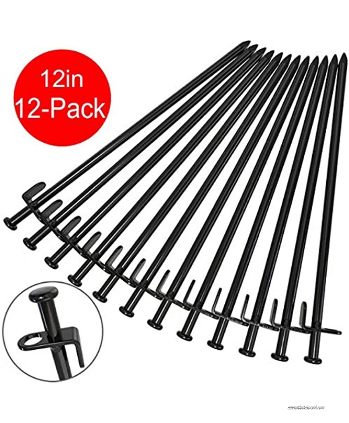 Beefoor Tent Stakes Heavy Duty Camping Stakes 12in-12parks Forged Steel Tent Pegs Unbreakable and Inflexible Available in Rocky Place Dessert Snowfield and Grassland
