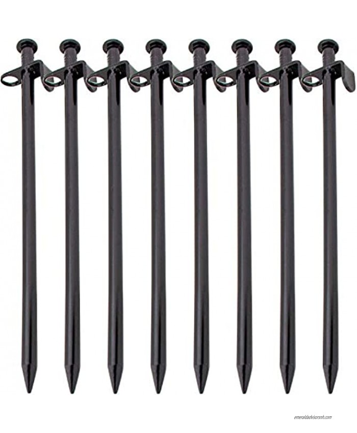 Hominize Camping Tent Stakes Heavy Duty Metal Ground Pegs Set of 8 pcs 10 inches Black