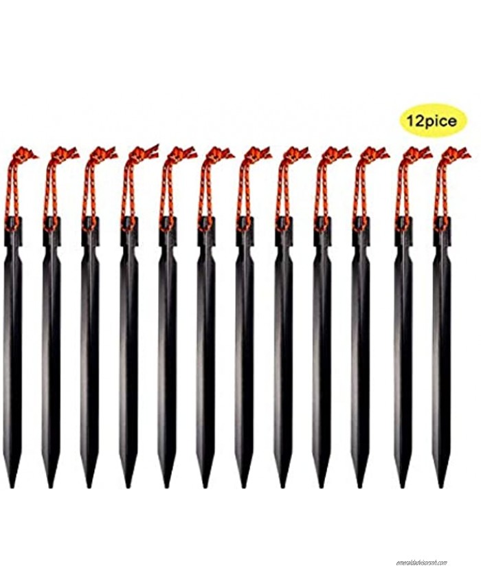 OBKJJ Tent Stakes,7075Aluminium Tent Nail Lightweight with Reflective Rope 12-Piece