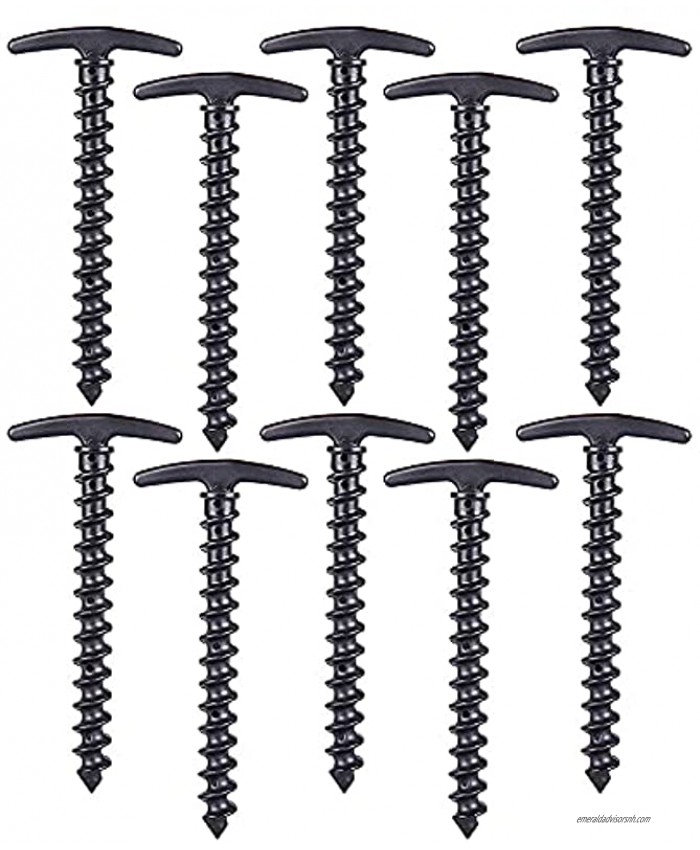 ownlan 10PCS Tents Stakes 5.7 Inch Spiral Ground Anchor Lightweight Tent Pegs for Canopies Tarps Camping Backpaking Landscaping Securing Dogs Pets Outdoor Black