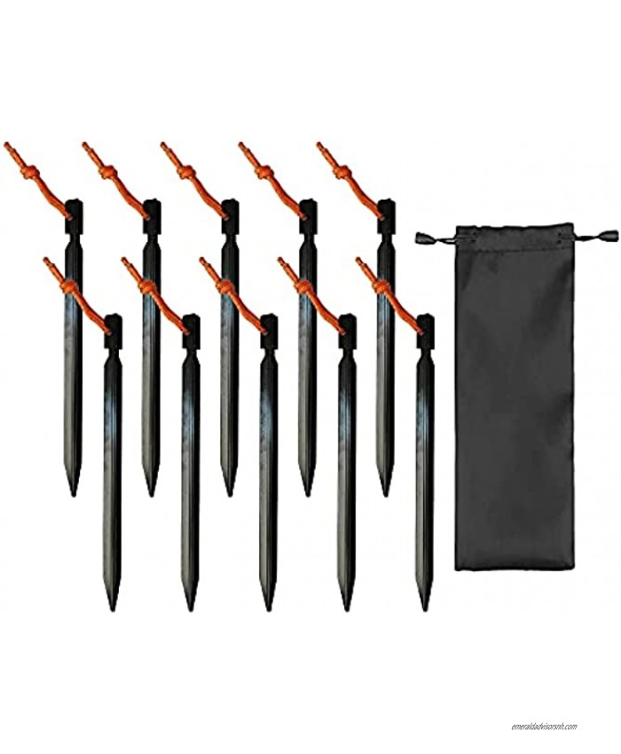 YGY Tent Stakes,7075 Aluminum Tent Ground Pegs 10 PCS with Reflective Rop Lightweight Tent Accessories for Outdoor Camping Rain Tarps Canopy Tent,Backpacking Black