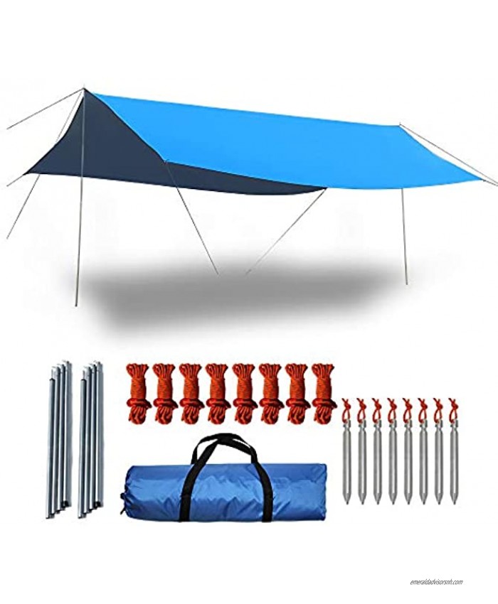 Acenilen 6-8 Person Camping Tent Tarps UV Protection 50+ Waterproof Tarp with Poles Beach Sunshade Hammock Rain Fly Sun Shelters Patio Awning Lawn & Garden Canopy Camping & Hiking Equipment
