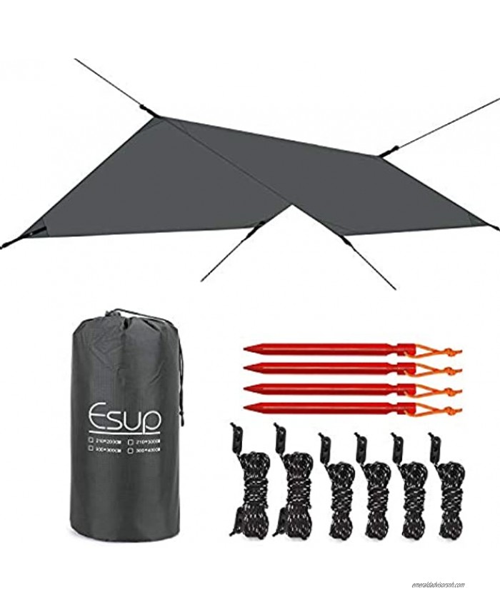 Esup 10 x 1013 ft Hammock Rain Fly Lightweight Windproof Tent Tarp 210T Ripstop Nylon Material Camping Hiking Essential Gear