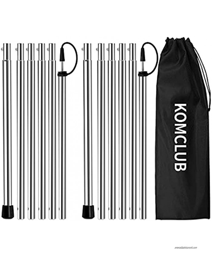 KOMCLUB Adjustable Tarp Poles 94.5 Camping Tent Poles Stainless Steel Thickened Canopy Poles for Camping Hiking Outdoor Sport Activities