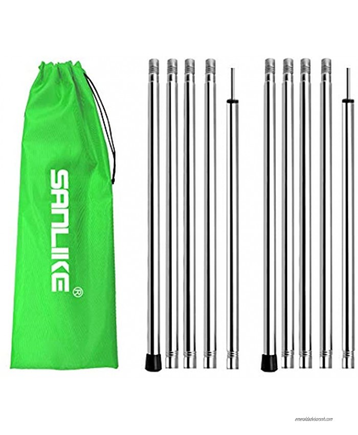 Tarp Poles Camping Tent Poles for Canopy Tarp Shelter Collapsible 80 inches Poles Awning Replacement Rain Fly Stainless Steel Tarp Tent Poles Set of 2