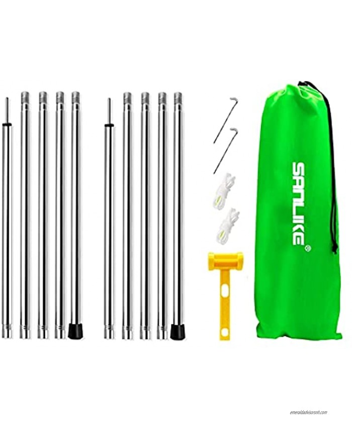 Tent Poles Tarp Poles Camping for Canopy Tarp Shelter Collapsible 80 inches Poles Awning Replacement Rain Fly Stainless Steel Tarp Tent Poles Set of 2