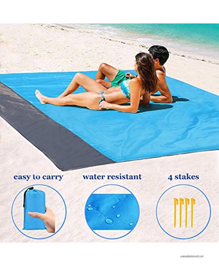 1byhome Beach Blanket 73x83 6'x7' Outdoor Picnic Blanket Waterproof & Sand Free Quick Drying Nylon Outdoor Beach Picnic Mat with with Compact Storage Bag