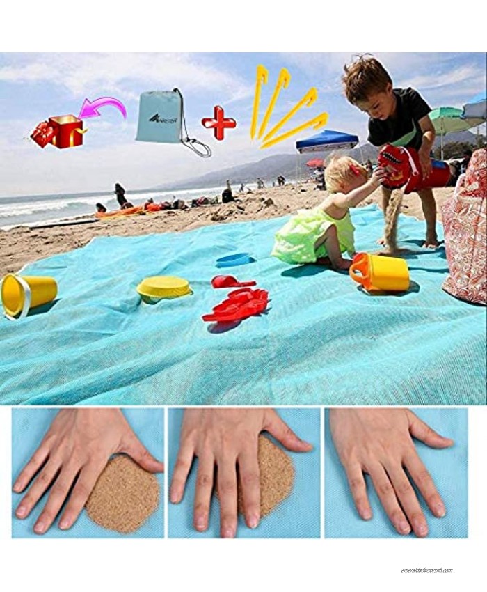 ABETER Sand Free Beach Mat Blanket Sand Proof Magic Sandless Sand Dirt & Dust Disappear Fast Dry Easy to Clean Waterproof Rug Avoid Sand Dirt and Grass Keep Everything Clean