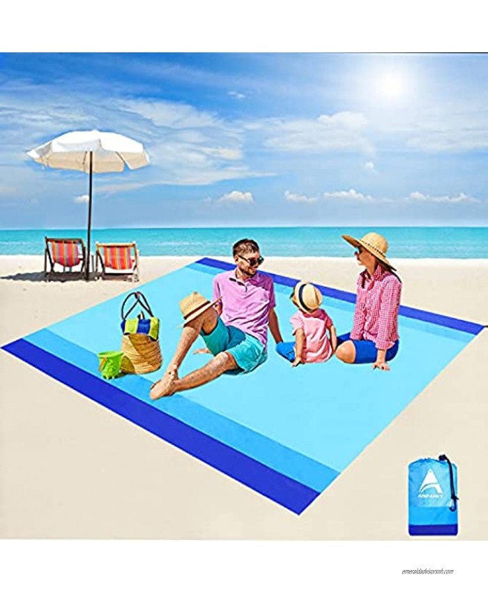 Beach Blanket Beach Mat Outdoor Picnic Blanket Compact for 4-7 Persons Water Proof and Quick Drying Beach Mat Mady by Premium Nylon Pocket Picnic Sheet for Outdoor Travel  78 X 81