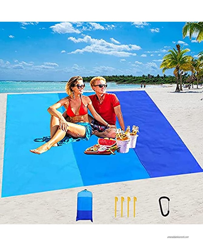 Beach Blanket,YAKO Sandproof Beach Mat 79X83 for 4-7 Adults,Waterproof and Drying Camping Blanket Made by Polyester Easy to Clean Outdoor Blanket for Travel,Beach,