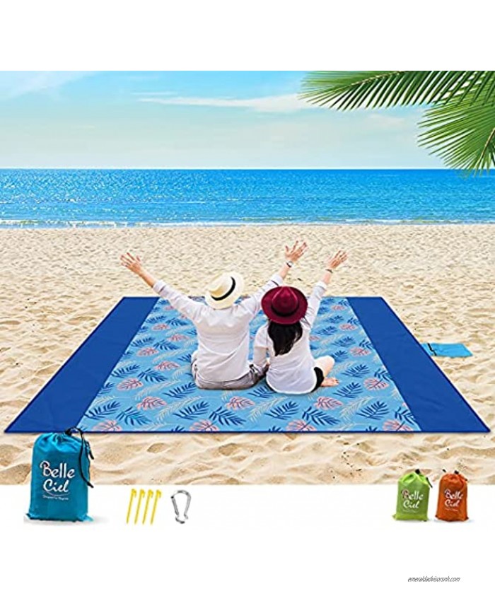 Belle Ciel Beach Blanket Sandproof Waterproof Beach Mat Large 79''×83'' for 4-6 Adults Sand Free Picnic Blanket Portable Beach Picnic Mat Sand Proof Lightweight Outdoor Blanket for Travel,Camping
