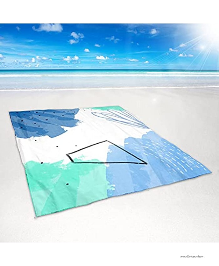 Kanyak Beach Blanket Sandproof Waterproof Oversized 116X113Extra Large Beach Mat Sand Free Blanket for Beach with 8 Anchor Stakes & 4 Corner Pockets