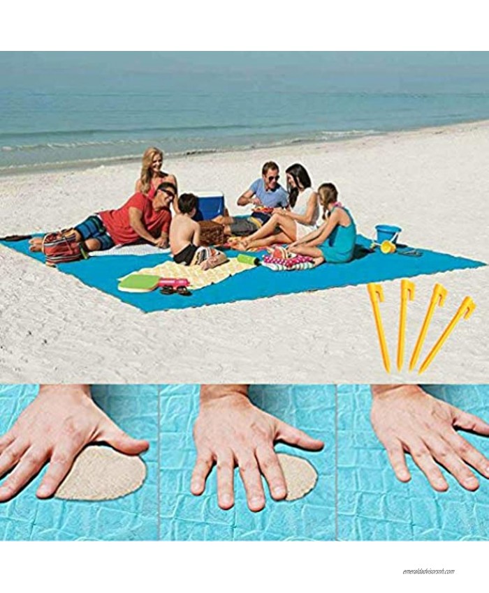 Lopie Sand Proof Blanket Sand Free Lightweight Compact Large Beach Towel Mat Fast Dry Waterproof Easy Clean Ultra Portable Blanket Blue 79-79
