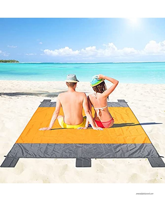 MIRACOL Beach Blanket 83'' X 78'' Oversized SandFree Waterproof Picnic Blankets for 4-6 Adults Lightweight Quick-Dry Portable Outdoor Beach Mat for Travel Camping Hiking Music Festival