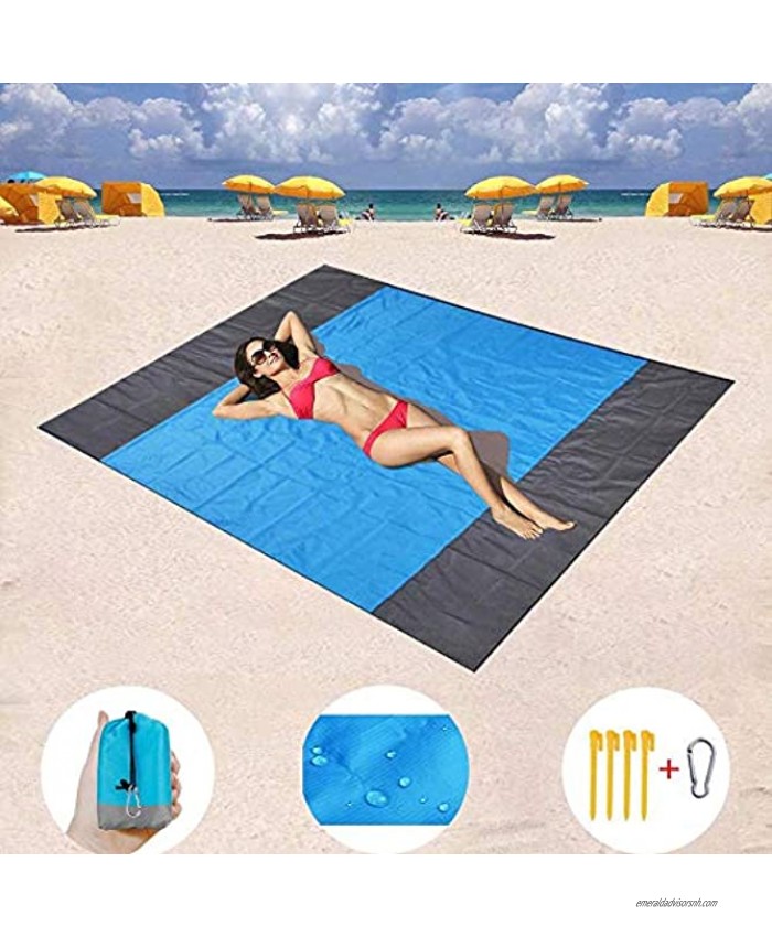 Picnic Blanket Beach Blanket Sandproof Extra large oversize Lightweight Quick Drying Blanket Compact for 4-7 Persons Ripstop Nylon mat for Outdoor Travel Camping Hiking and Music Festivals83x79
