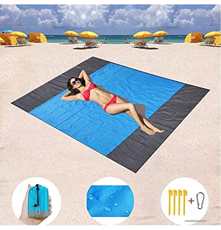 Picnic Blanket Beach Blanket Sandproof Extra large oversize Lightweight Quick Drying Blanket Compact for 4-7 Persons Ripstop Nylon mat for Outdoor Travel Camping Hiking and Music Festivals83x79