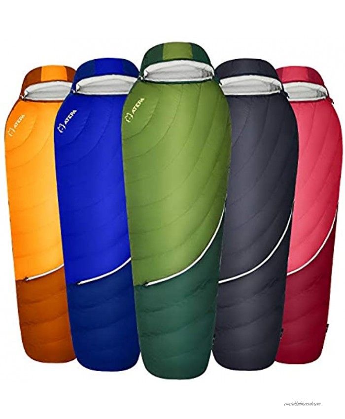 ATEPA 0 Degree Down Sleeping Bag XL & Regular Size 650 FP Cold Weather Lightweight Backpacking 4 Season Waterproof Sleeping Bag with Compression Bag & Mesh Storage for Adult Men Women,Youth