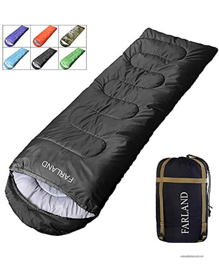 FARLAND Sleeping Bags 20℉ for Adults Teens Kids with Compression Sack Portable and Lightweight for 3-4 Season Camping Hiking,Waterproof Backpacking and Outdoors