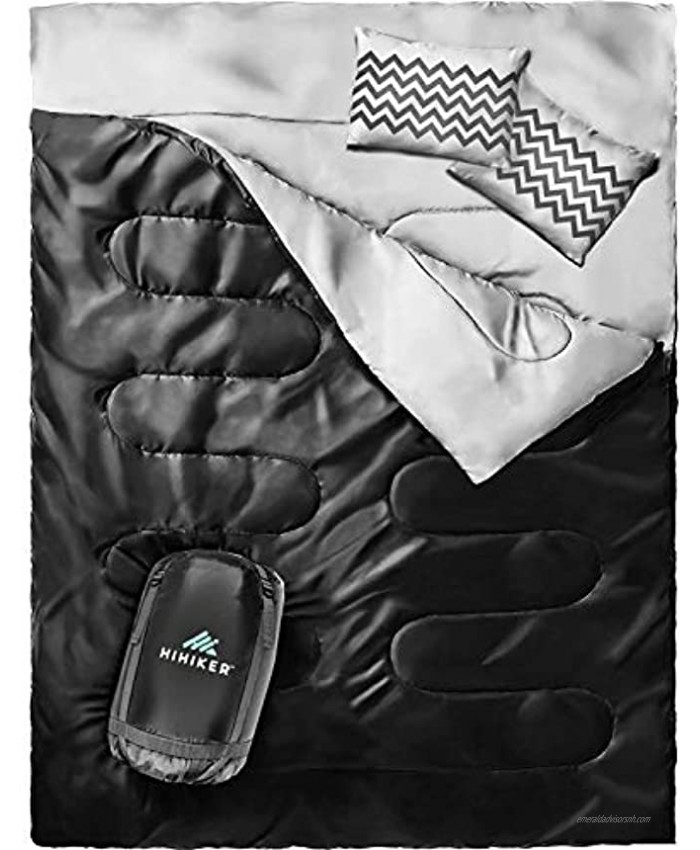HiHiker Double Sleeping Bag Queen Size XL -for Camping Hiking Backpacking and Cold Weather Portable Waterproof and Lightweight 2 Person Sleeping Bag