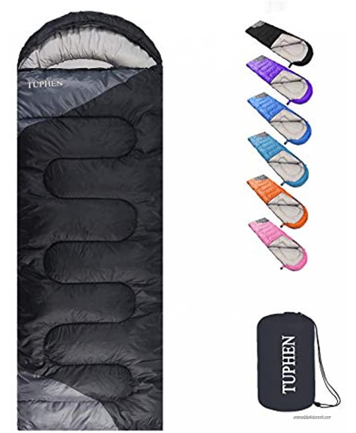 tuphen- Sleeping Bags for Adults Kids Boys Girls Backpacking Hiking Camping Cotton Liner Cold Warm Weather 4 Seasons Winter Fall Spring Summer Indoor Outdoor Use Lightweight & Waterproof