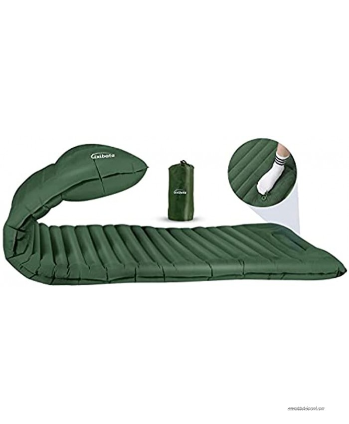 Gixibata Camping Sleeping Pad Ultralight Self Inflating Camping Pads with Built-in Pump Thick 4 inch Lightweight Inflatable Sleeping Mat for Camping Hiking Backpacking Camp Sleep Pad