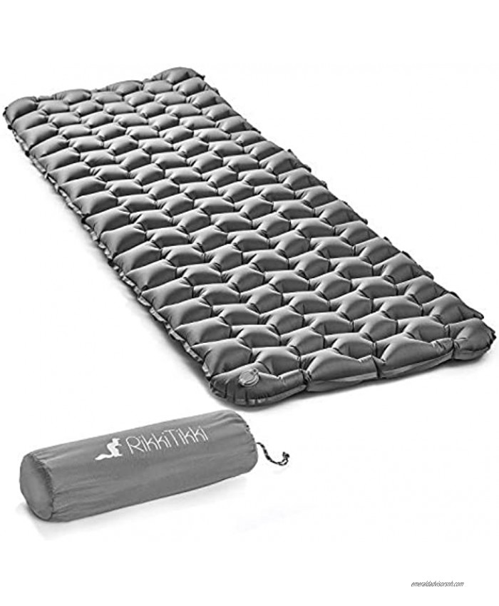 RikkiTikki Lightweight Inflatable Sleeping Pad Compact Camping Mat for Sleeping Best Air Camping Mattress Pad for Backpacking Camping Hiking