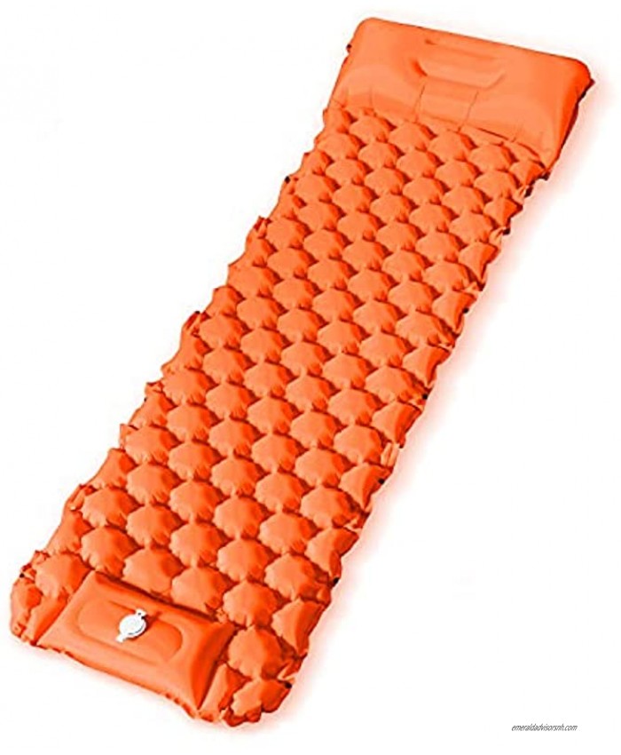 Self-Inflating Camping Pad with Carry Bag Compact Lightweight Extra Long Sleeping Mat Camping Air Mattress for Backpacking Hiking Travel Tent Waterproof&Tear Resistant Connectable Design[Orange]