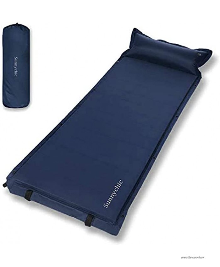 Sunnychic Tent Mattress for Camping Sleeping Pad Portable Inflating Sleeping Mat Air Mattress Foam Camping Mat 2 inch Thickness with Pillow Lightweight for Outdoor Travel Hiking