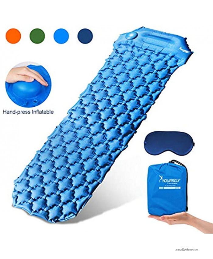 SYOURSELF Camping Sleeping Pads for Camping Inflatable Sleeping Mat Ultralight Compact Waterproof Foldable Ultra Thick Backpacking Sleeping Pad Air Mattress for Tent Hiking Car Traveling